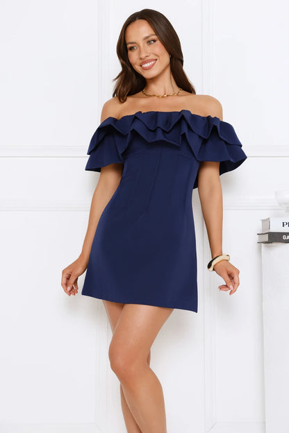 Chic A-Line Off-Shoulder Ruffled Mini Short Homecoming Dress