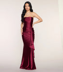 Elegant Strapless Mermaid Floor-Length Prom Dress with Ruched Side Detail and Smooth Satin Fabric