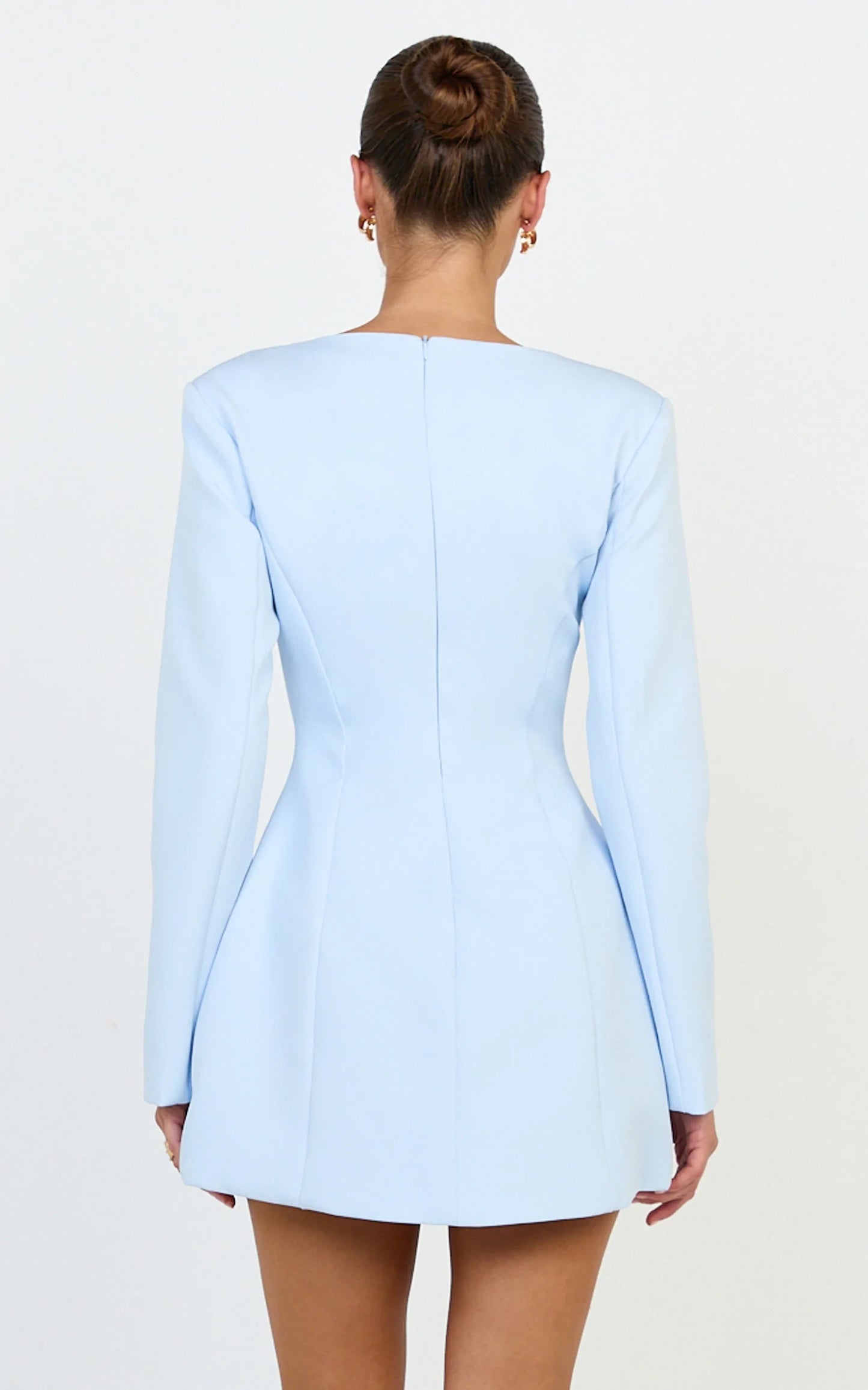 Elegant Structured A-Line V-Neck Long Sleeve Closed Back Mini Homecoming Dresses