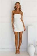 Elegant Structured Strapless Sleeveless Zipper Back Mini Bodycon Homecoming Dress with Decorative Flap Pockets