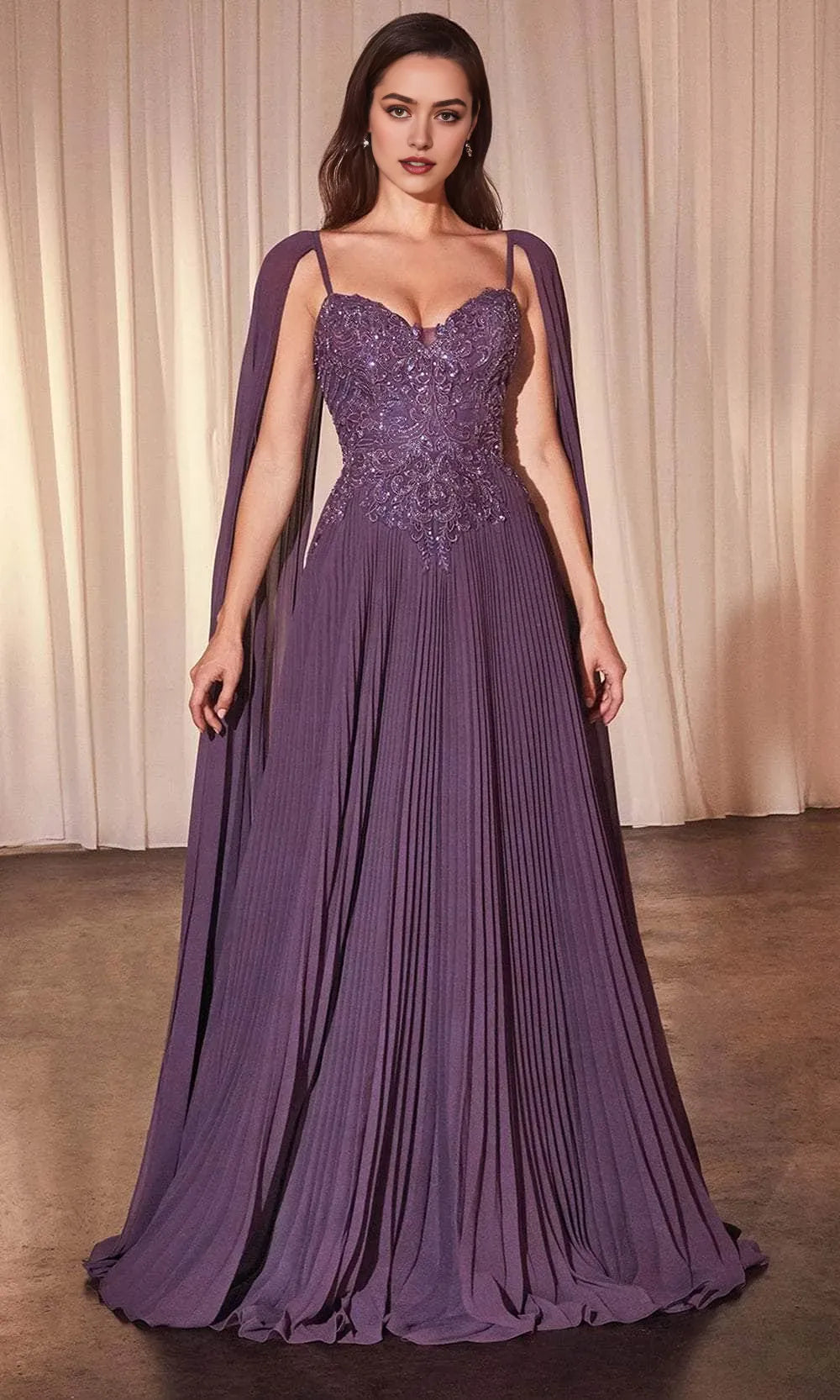 Enchanting A-Line Sweetheart Cape Sleeve Tie Back Train Length Prom Dress