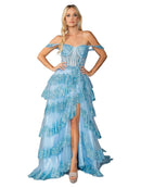 Enchanting A-Line Sweetheart Off-The-Shoulder Lace-Up-Back High-Slit Floor-Length Prom Dress