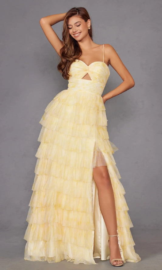 Enchanting A-Line Sweetheart Spaghetti-Strap Cutout-Back High-Slit Floor-Length Prom Dress