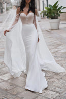 Ethereal Mermaid Sweetheart Off-Shoulder Open-Back Train-Length Wedding Dress