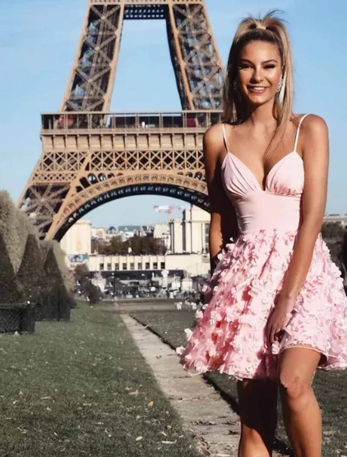 Flirty A-Line Spaghetti Strap Boho Mini Homecoming Dress with Appliques.