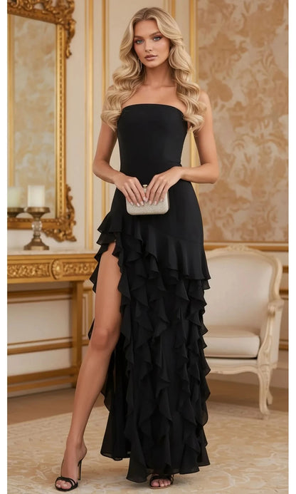 Glamorous A-Line Strapless Sweetheart Open-Back High-Slit Floor-Length Prom Dress