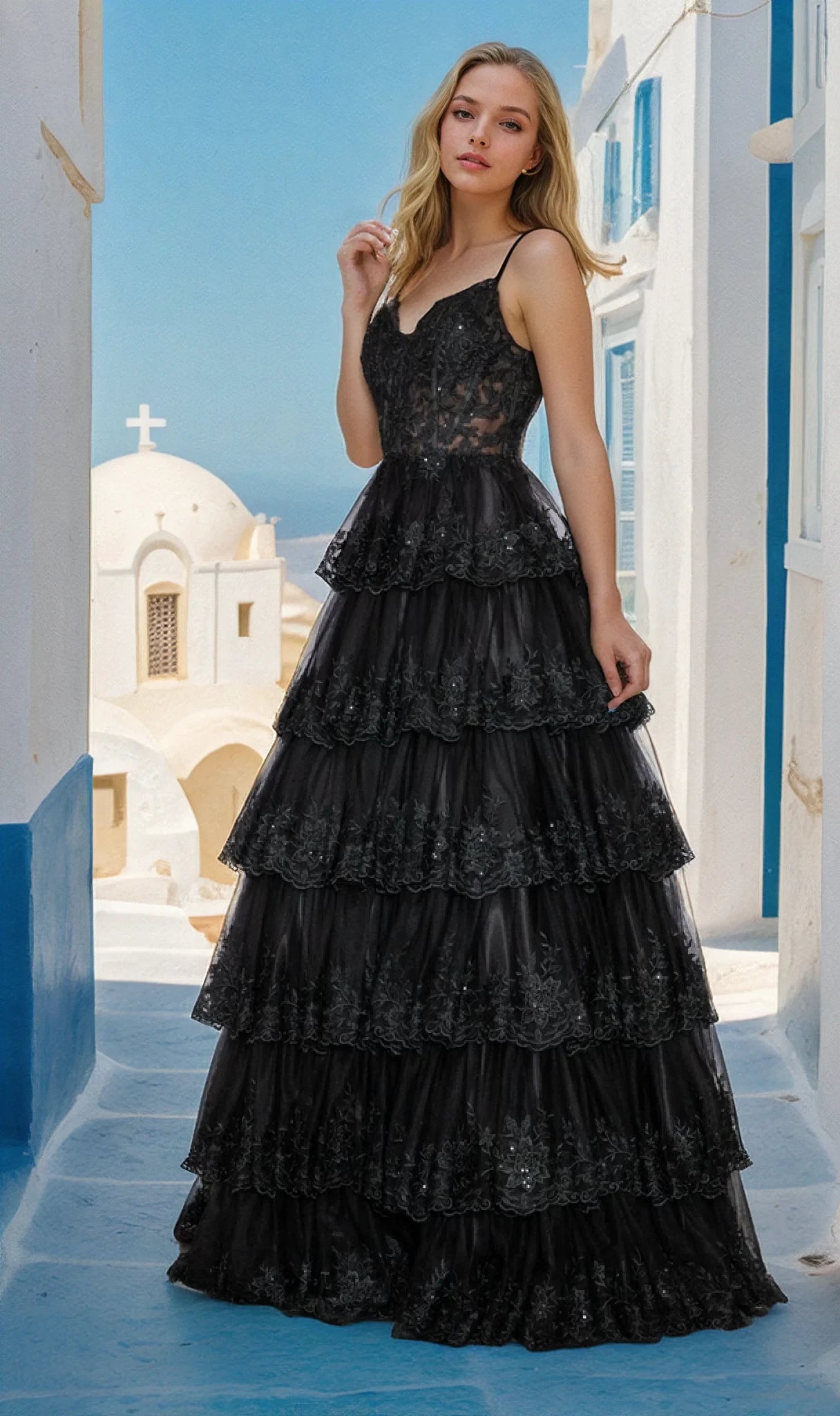 Glamorous A-Line Sweetheart Spaghetti-Strap Open-Back Floor-Length Prom Dress