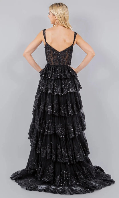 Glamorous A-Line Sweetheart Spaghetti-Strap Open-Back High-Slit Floor-Length Prom Dress