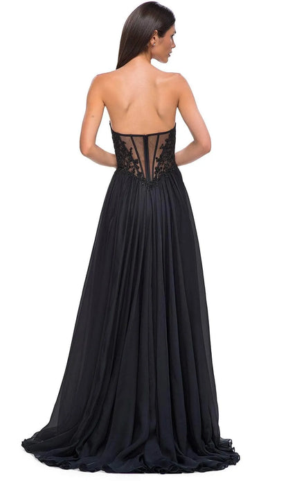 Glamorous A-Line Sweetheart Strapless Illusion Back Train Length Prom Dress