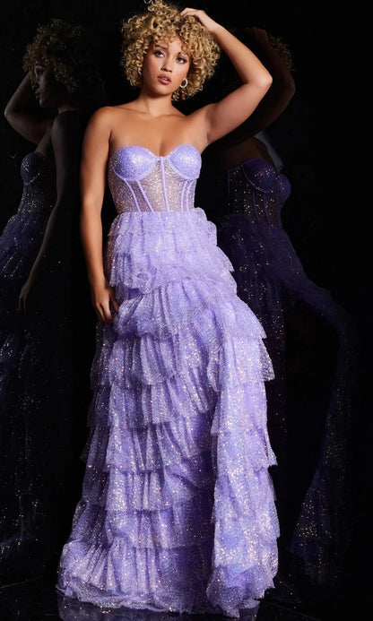 Glamorous A-Line Sweetheart Strapless Open-Back High-Slit Floor-Length Prom Dress
