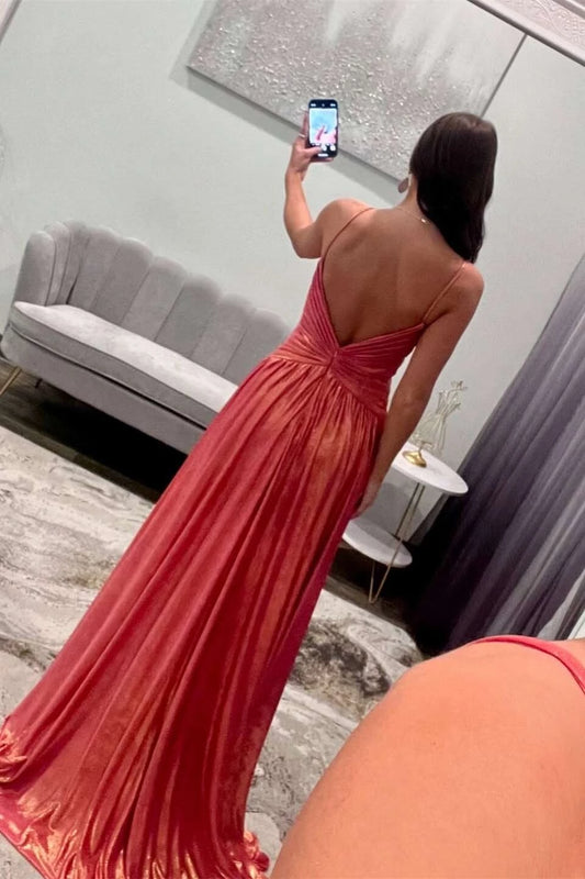 Glamorous A-line Sweetheart Spaghetti Straps Low Back Floor-length Evening Prom Dress