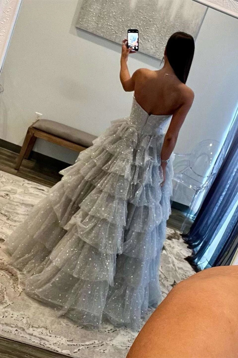 Glamorous Ballgown Strapless Sweetheart Sleeveless Beaded Tiered Tulle Evening Dresses