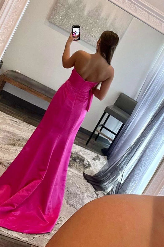 Glamorous Mermaid Strapless Sleeveless Open Back Floor Length Formal Evening Gown