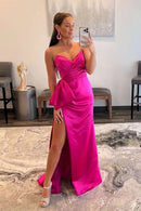 Glamorous Mermaid Strapless Sleeveless Open Back Floor Length Formal Evening Gown