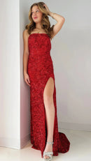 Glamorous Mermaid Strapless Sleeveless Solid-back Train-length Slit Prom Dress