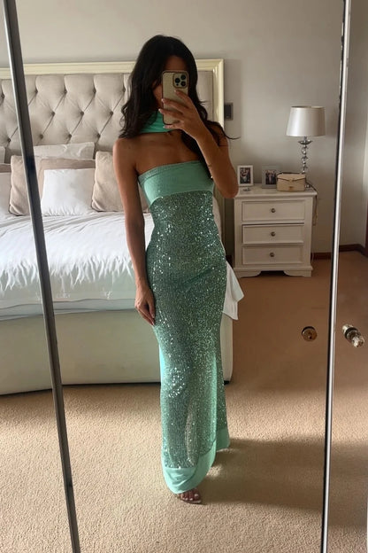 Glamorous Mermaid Strapless Square-Neck Sleeveless Open-Back Maxi Evening Dress