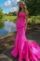 Glamorous Mermaid Strapless Sweetheart Cutout Sleeveless Train Evening Dresses