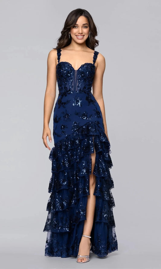 Glamorous Mermaid Sweetheart Spaghetti-Strap Open-Back High-Slit Floor-Length Prom Dress