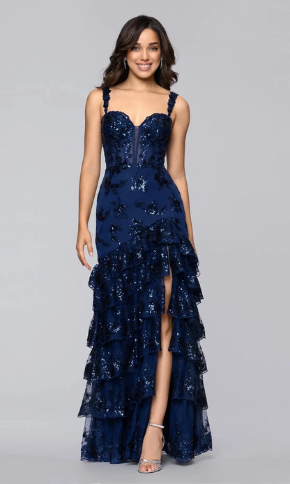 Glamorous Mermaid Sweetheart Spaghetti-Strap Open-Back High-Slit Floor-Length Prom Dress