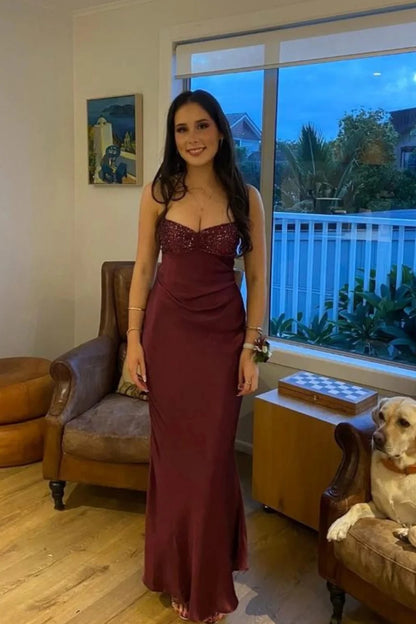 Glamorous Sheath Sweetheart Sleeveless Halter-Tie Back Sequin Formal Evening Dress