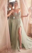 Glittering A-Line Sweetheart Sleeveless Open Back Floor Length Prom Dress