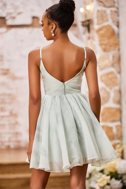 AABEI DRESS Short Dress Elegant A-Line V-Neck Spaghetti Straps Backless Simple New Homecoming Dress