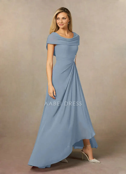 AABEI DRESS Wedding Guests Dresses A Line boatneck neckline Ruched Leg Slit Exquisite Mother of the Bride Dress