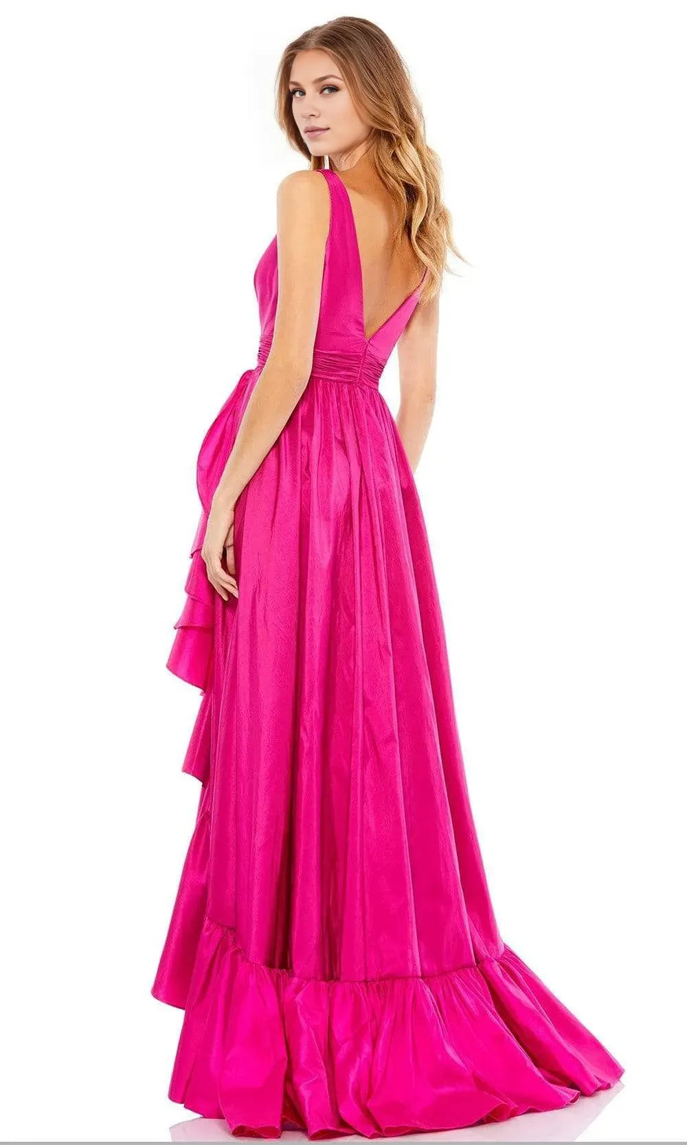 Lustrous A-Line Deep V Sleeveless Open Back Floor Length Prom Dress