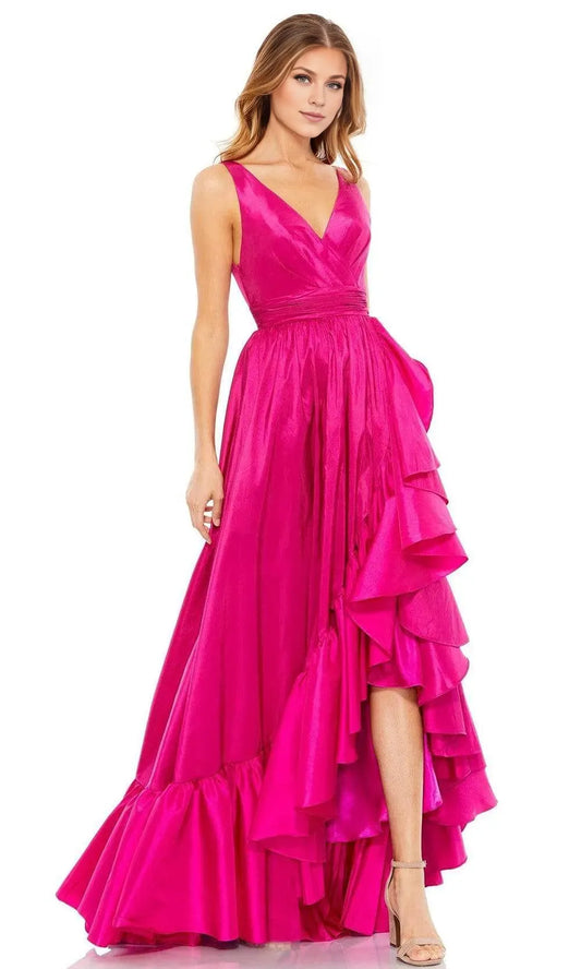 Lustrous A-Line Deep V Sleeveless Open Back Floor Length Prom Dress