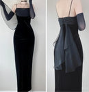 Luxury Mermaid Square Neck Sheer Sleeve Ruffled Back Floor‑Length Prom Dress