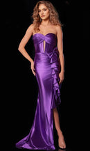 Lustrous Mermaid Sweetheart Strapless Lace Up Back Train Length Prom Dress