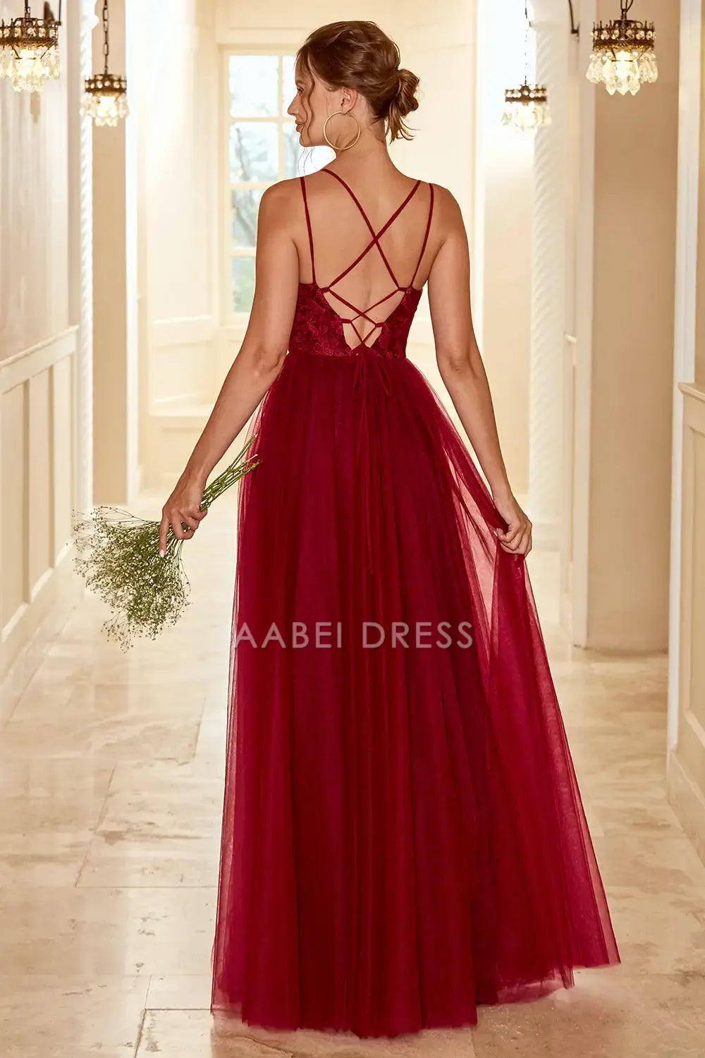 AABEI DRESS Formal Wear Dresses A Line Double Spaghetti Strap Backless Elegant Hot Sale Prom Dress