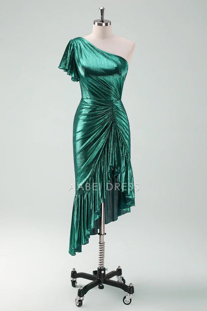 AABEI DRESS Wedding Guests Dresses Mom's Formal Dress Mermaid One Shoulder with Ruffles Irregular Hemline Sparkle Cocktail Dress Fashion Mother of the Bride Dress