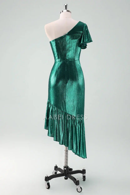 AABEI DRESS Wedding Guests Dresses Mom's Formal Dress Mermaid One Shoulder with Ruffles Irregular Hemline Sparkle Cocktail Dress Fashion Mother of the Bride Dress