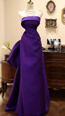 Regal Mermaid Strapless Plain‑Back Floor‑Length Big‑Bow Prom Dress