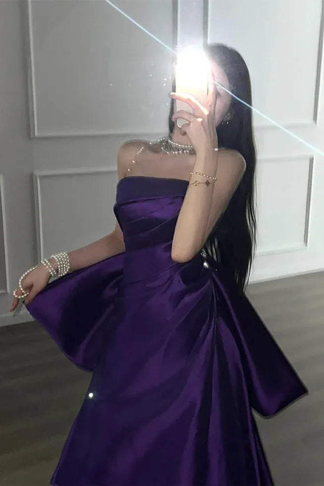 Regal Mermaid Strapless Plain‑Back Floor‑Length Big‑Bow Prom Dress