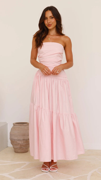 Romantic A-Line Strapless Sleeveless Open Back Floor Length Prom Dress
