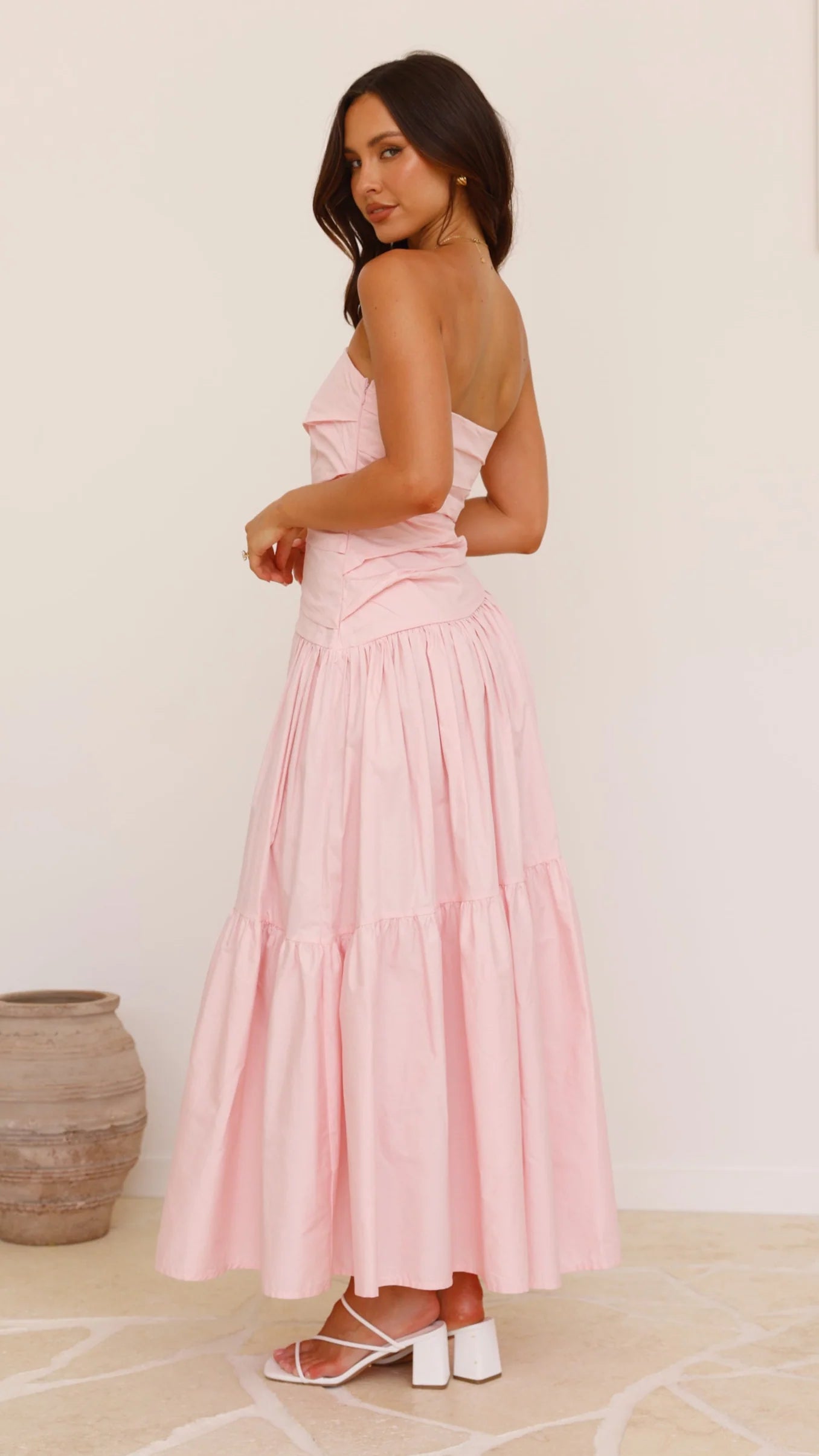 Romantic A-Line Strapless Sleeveless Open Back Floor Length Prom Dress