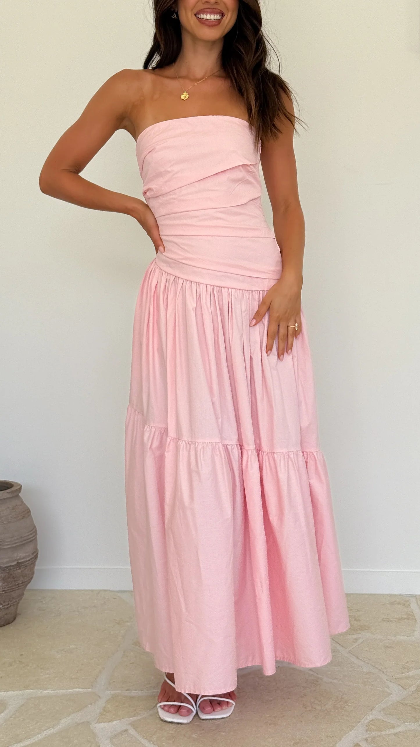Romantic A-Line Strapless Sleeveless Open Back Floor Length Prom Dress