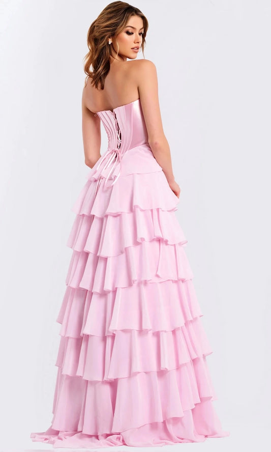 Romantic A-Line Strapless Sweetheart Lace-Up-Back High-Slit Floor-Length Prom Dress