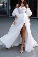 Ivory Chiffon A-Line Sweetheart Back Zip Floor-Length Dress
