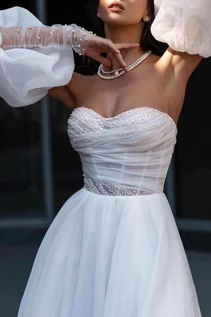 Ivory Chiffon A-Line Sweetheart Back Zip Floor-Length Dress