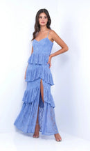 Romantic A-Line Sweetheart Spaghetti-Strap Open-Back High-Slit Floor-Length Prom Dress