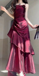 Romantic Mermaid Square Neck Spaghetti Strap Plain Back Floor‑Length Prom Dress
