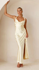 Romantic Sheath Cowl-Neck Sleeveless Cross Back Floor Length Evening Dress