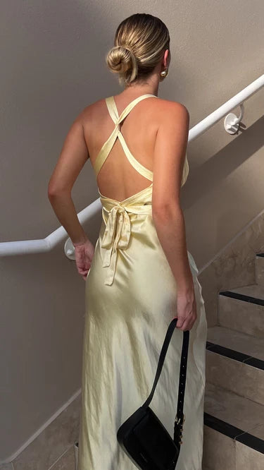 Romantic Sheath Cowl-Neck Sleeveless Cross Back Floor Length Evening Dress