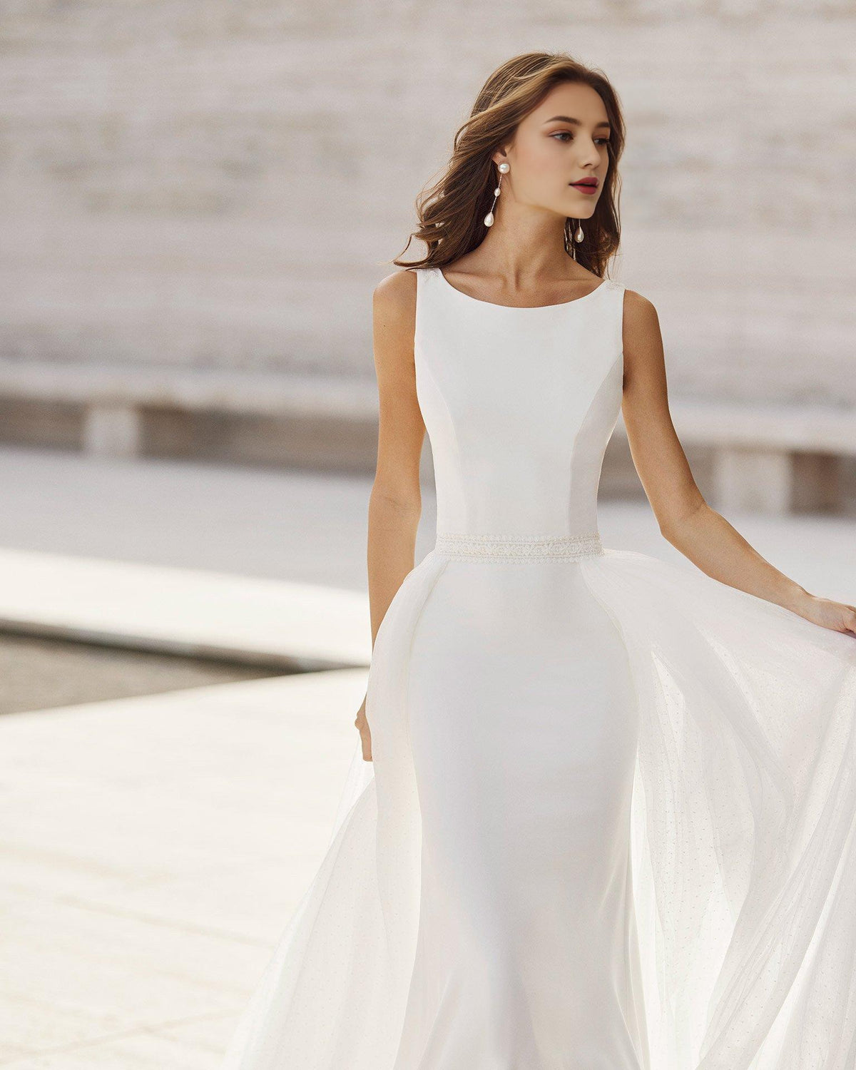 Satin Beach Open Back Mermaid Wedding Dress V-Neck Appliques Court Train.