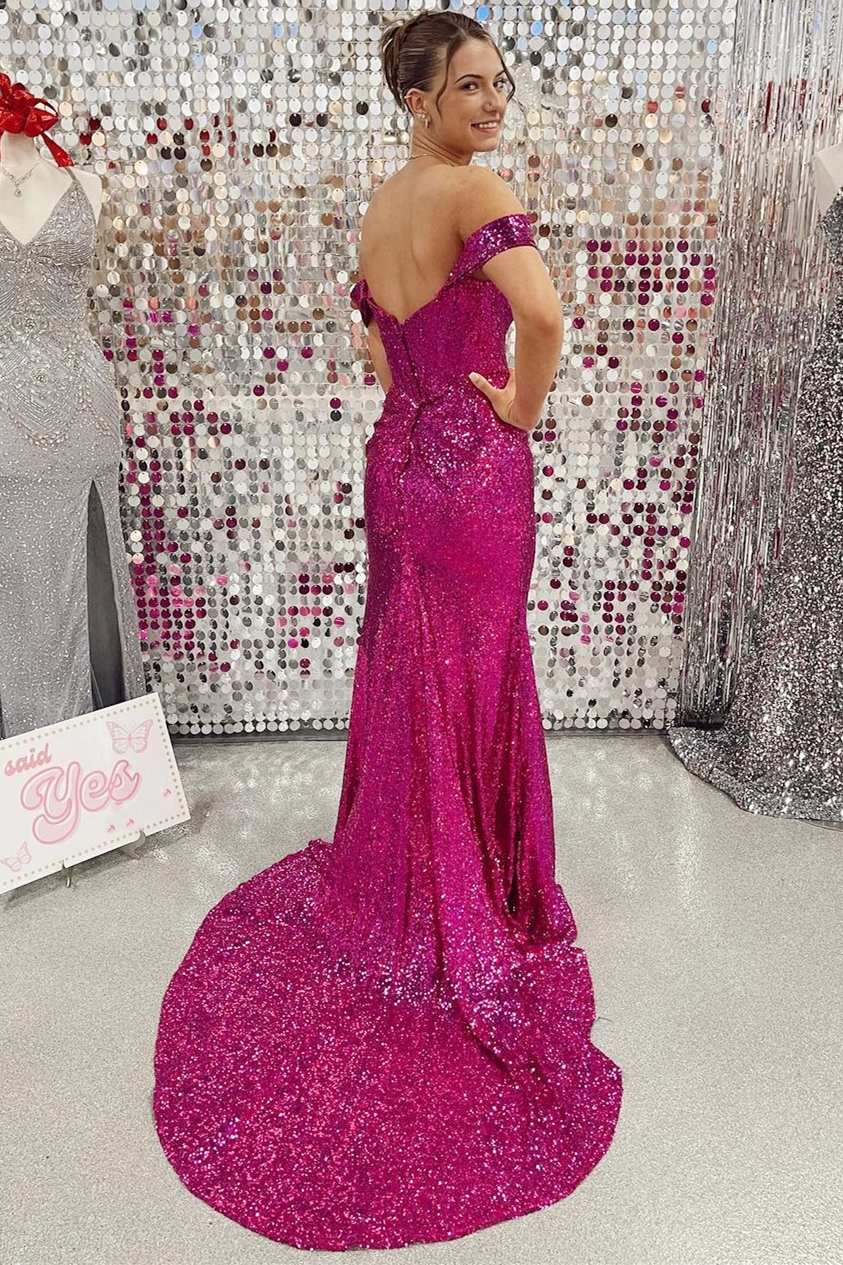 Prom Dresses Sexy Leg Slit Long Off-the-Shoulder Sweetheart Mermaid