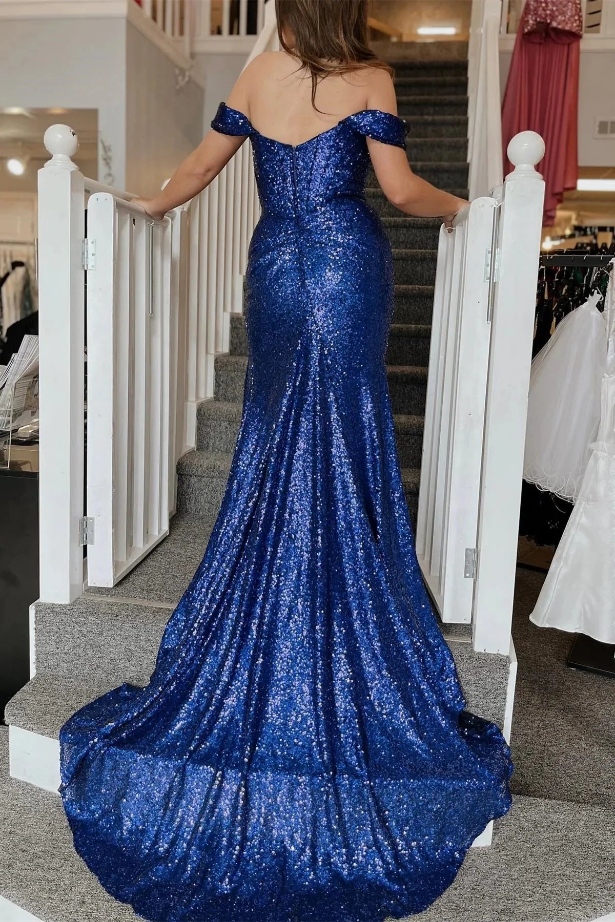 Prom Dresses Sexy Leg Slit Long Off-the-Shoulder Sweetheart Mermaid