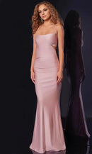 Shimmering Mermaid Square Neck Sleeveless Cut Out Tie Back Floor Length Prom Dress